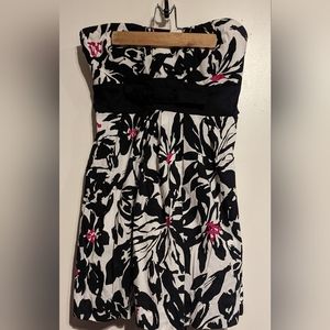 Strapless Black and White Dress
